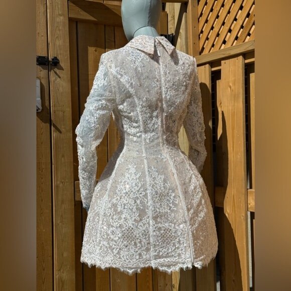 🆕 BRONX & BANCO 🧿 NWOT Adelaide White Lace Bridal Mini Dress, Sz S US 4 - Picture 6 of 16